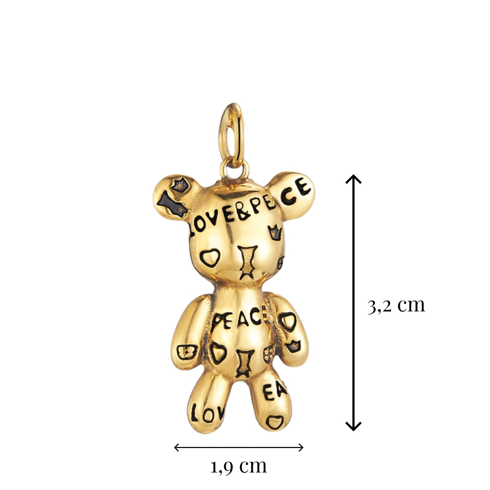 Collier pendentif ourson Peace & Love, en acier inoxydable, style Y2K, pour homme, modèle Bloom