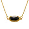 Collier pendentif ovale pour femme, avec pierre cristal, en acier inoxydable