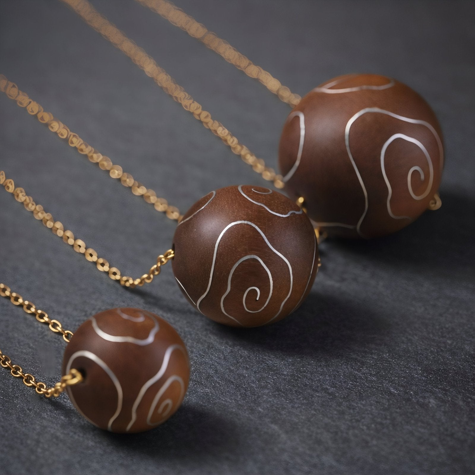 Collier pendentif perles nuageuses porte - bonheur en bois de santal, avec chaîne en alliage métallique