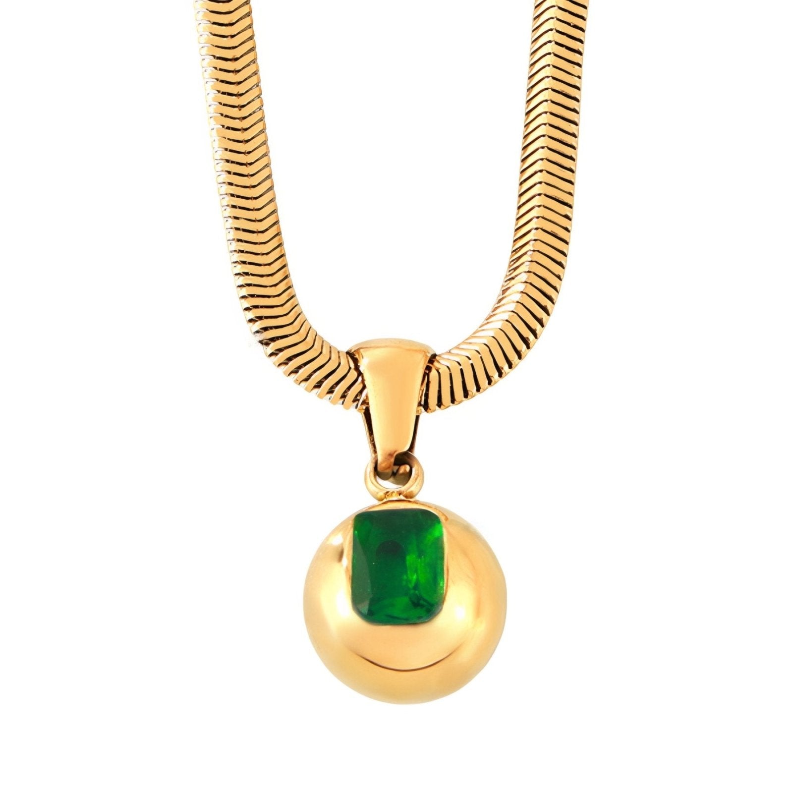 Collier pendentif pierre de naissance, zircon coloré et chaîne serpent, en acier inoxydable