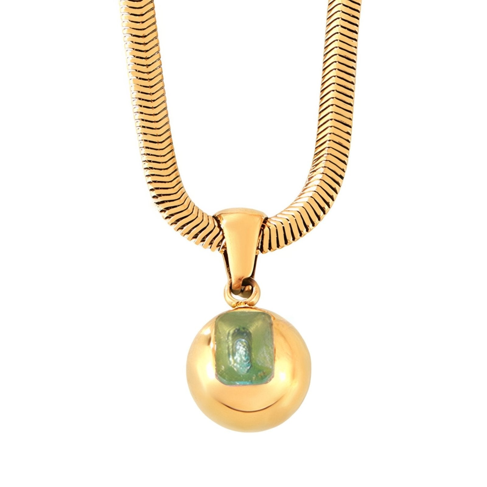 Collier pendentif pierre de naissance, zircon coloré et chaîne serpent, en acier inoxydable