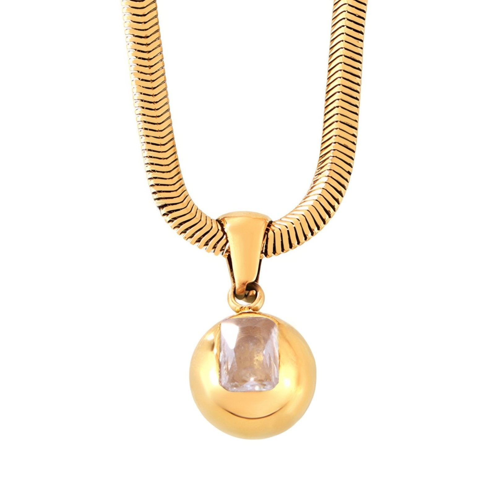 Collier pendentif pierre de naissance, zircon coloré et chaîne serpent, en acier inoxydable