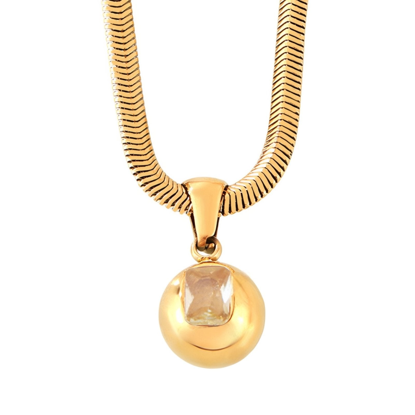 Collier pendentif pierre de naissance, zircon coloré et chaîne serpent, en acier inoxydable