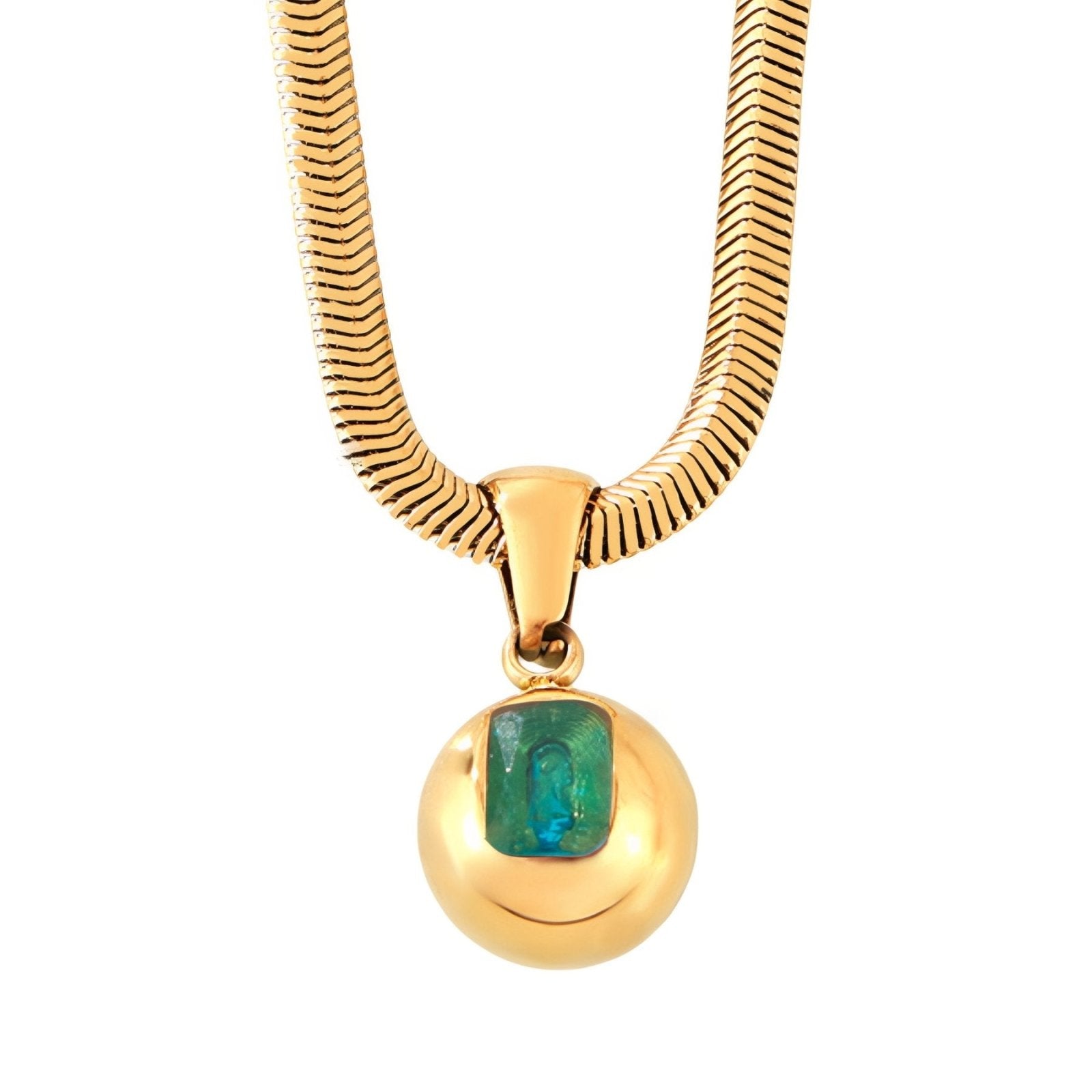 Collier pendentif pierre de naissance, zircon coloré et chaîne serpent, en acier inoxydable