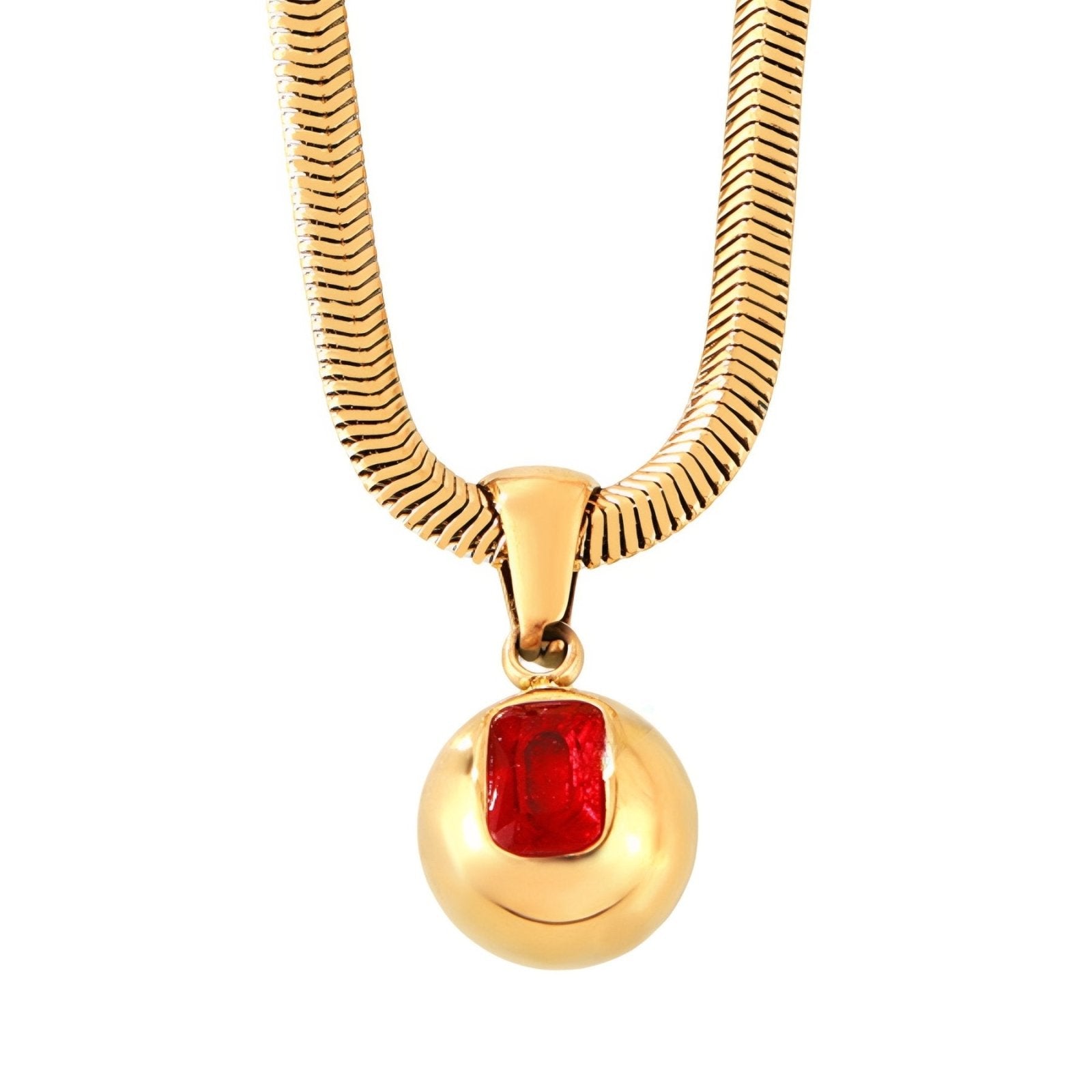 Collier pendentif pierre de naissance, zircon coloré et chaîne serpent, en acier inoxydable