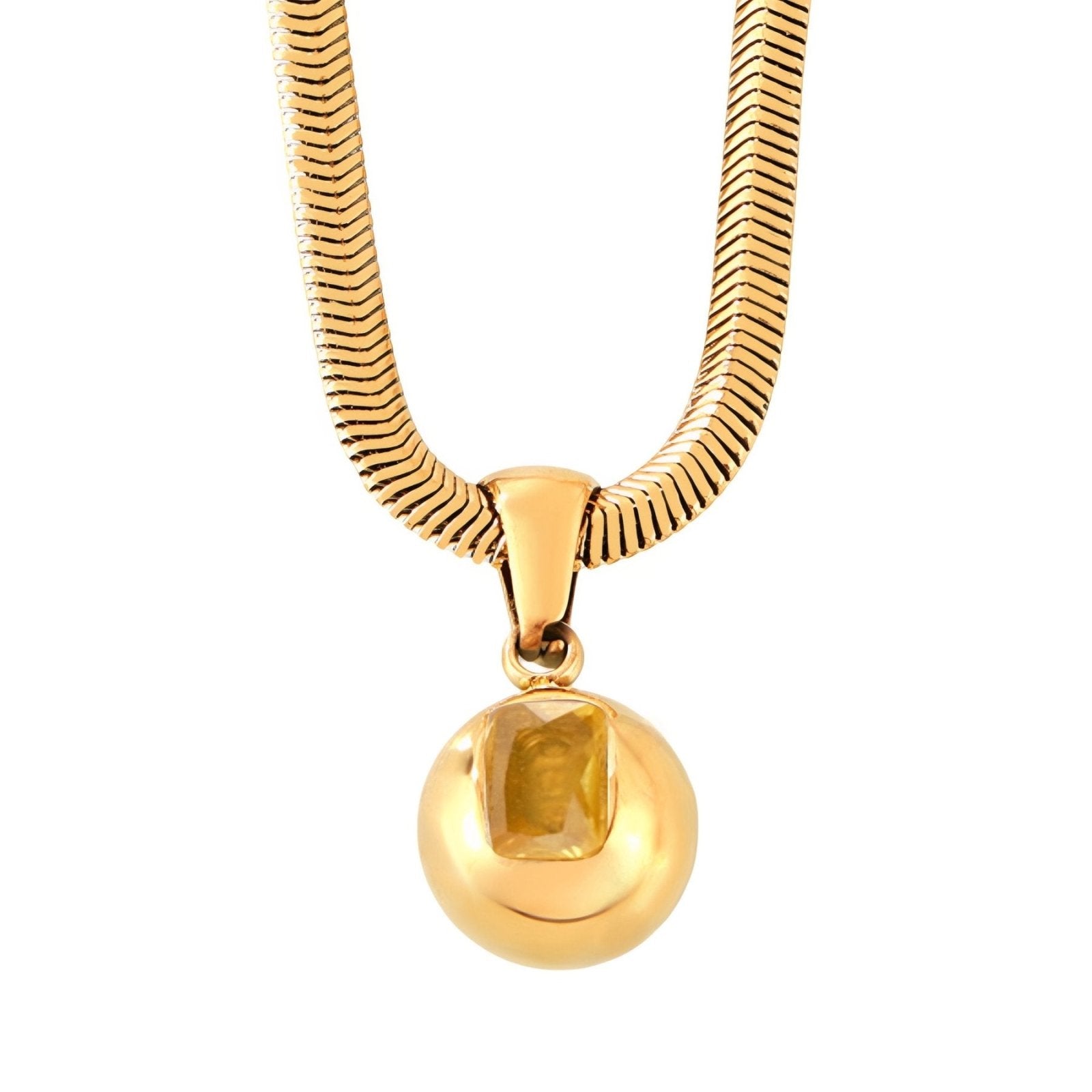 Collier pendentif pierre de naissance, zircon coloré et chaîne serpent, en acier inoxydable