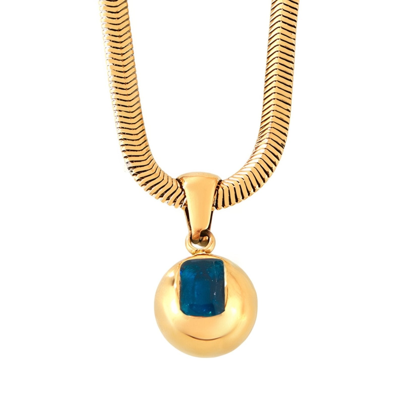 Collier pendentif pierre de naissance, zircon coloré et chaîne serpent, en acier inoxydable