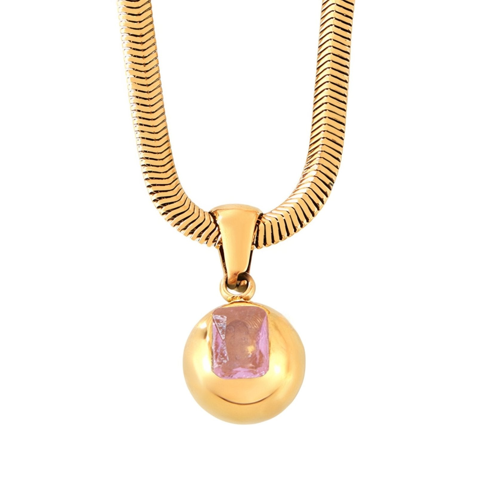 Collier pendentif pierre de naissance, zircon coloré et chaîne serpent, en acier inoxydable