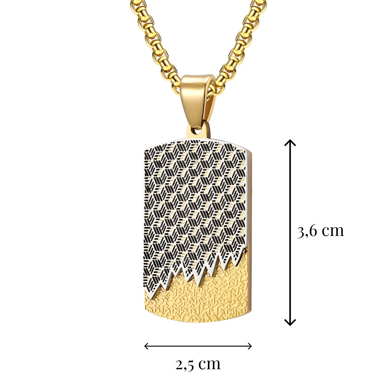 Collier pendentif plaque géométrique bicolore en acier inoxydable, modèle Colton