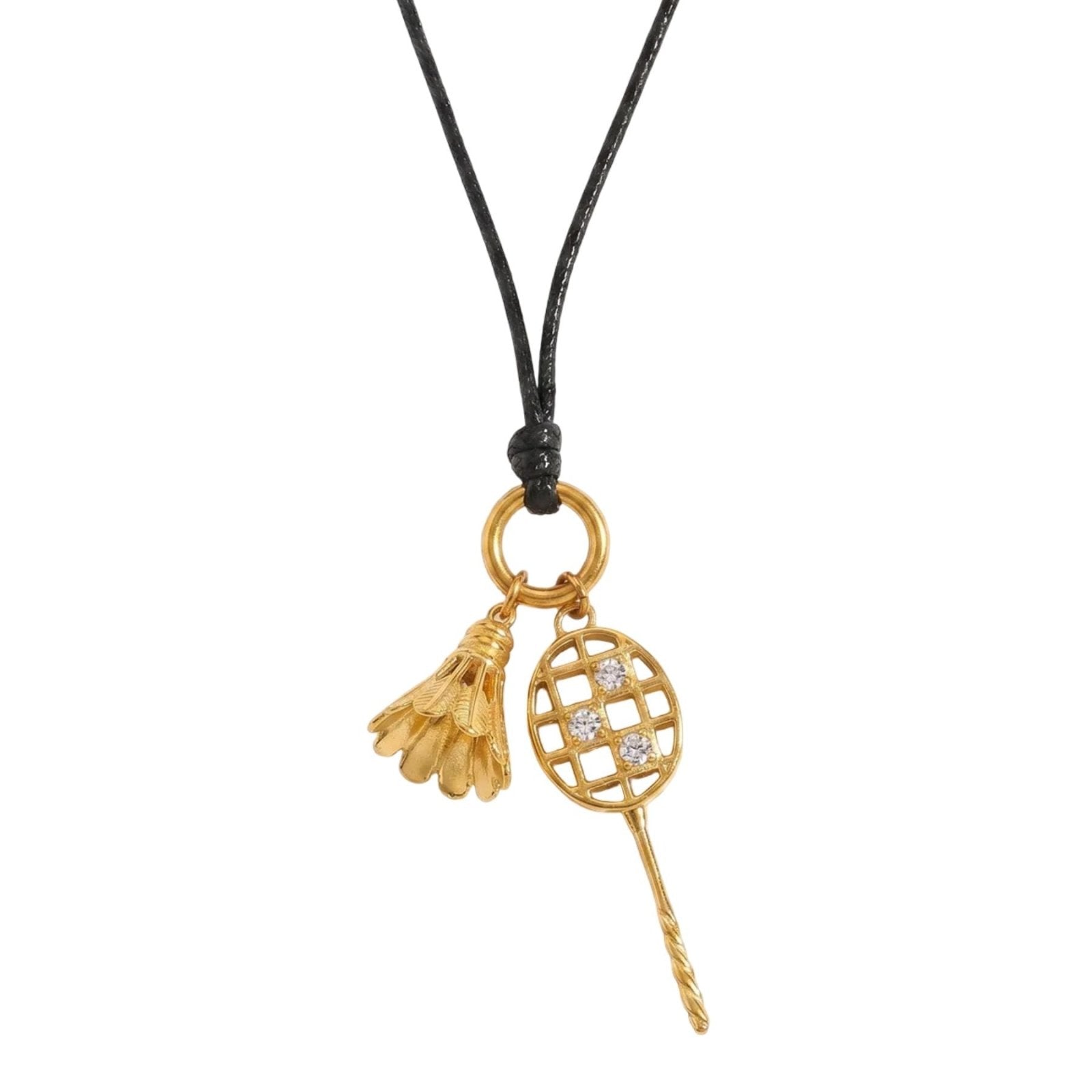 Collier pendentif raquette de tennis, en acier inoxydable, style minimaliste