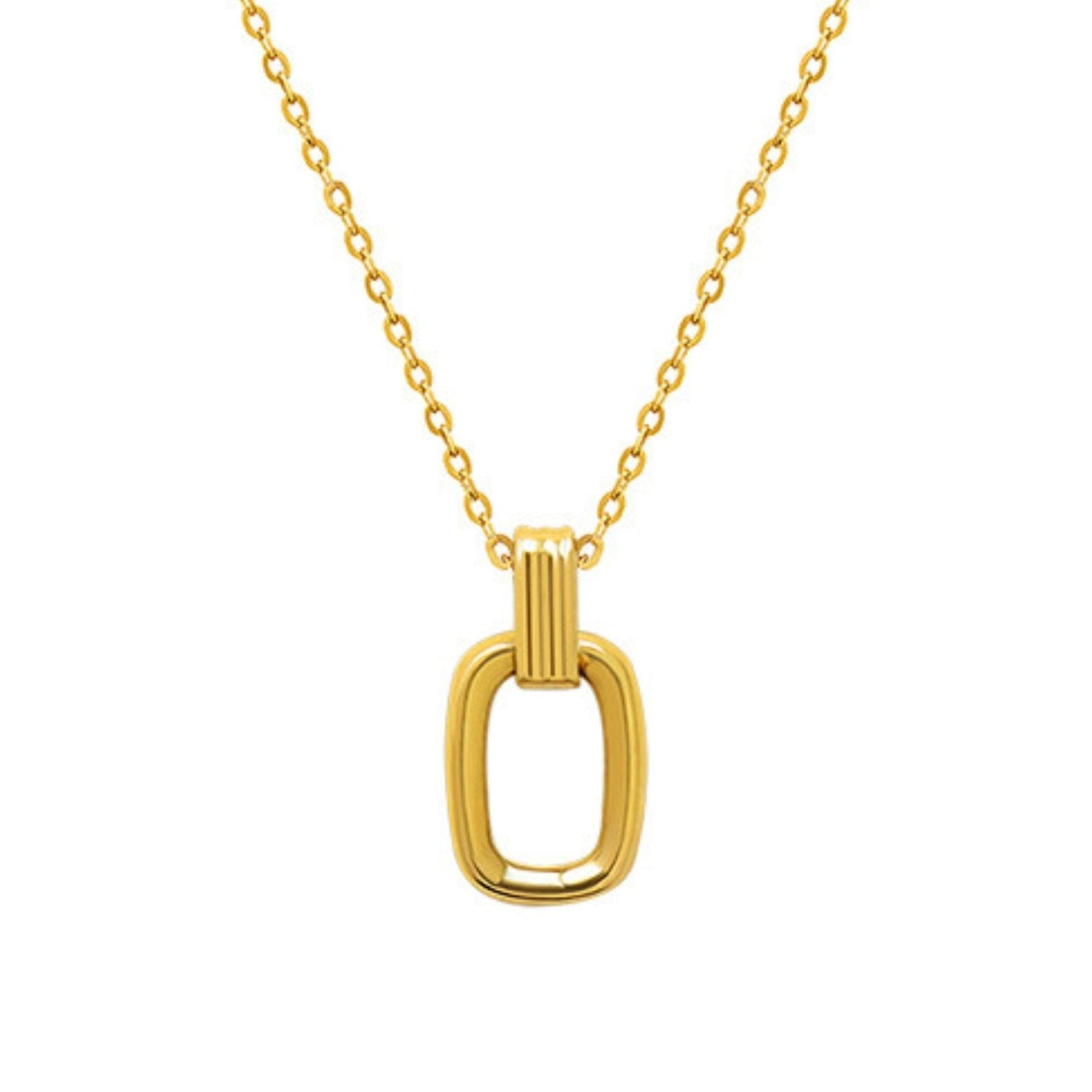 Collier pendentif rectangle, style minimaliste, acier inoxydable plaqué or 18K