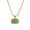 Collier pendentif rectangulaire en amazonite verte, chaîne grain de riz dorée pour femme, modèle Sofia