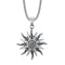 Collier pendentif soleil, acier inoxydable et zircon, modèle Nova