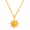 Collier pendentif soleil, finition dorée brillante, maille forçat, pour femme, modèle Catalina