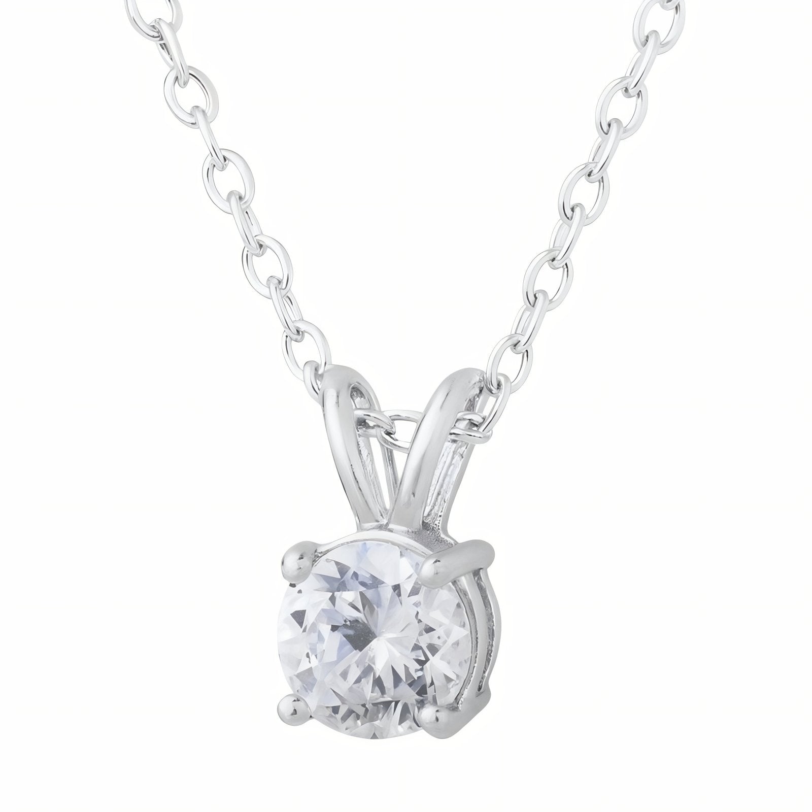 Collier pendentif solitaire pour femme, avec zircon, en acier inoxydable
