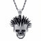 Collier pendentif tête de mort avec cheveux hérissés pour homme, en acier inoxydable, style punk