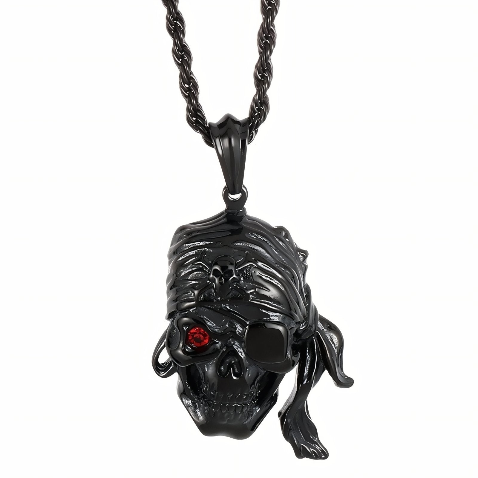 Collier pendentif tête de mort pirate pour homme, en acier inoxydable, style gothique