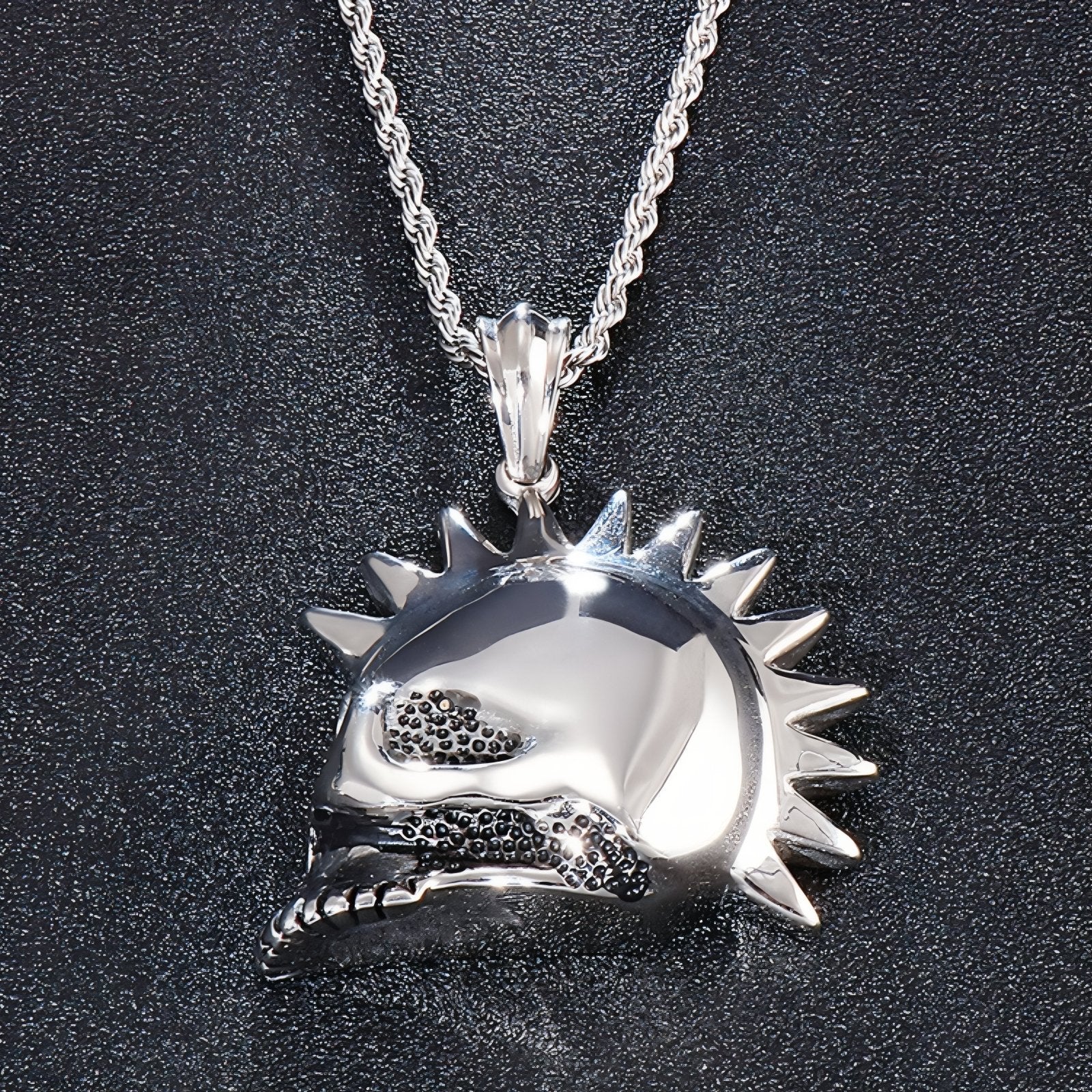 Collier pendentif tête de mort pour homme, en acier inoxydable, style punk moderne