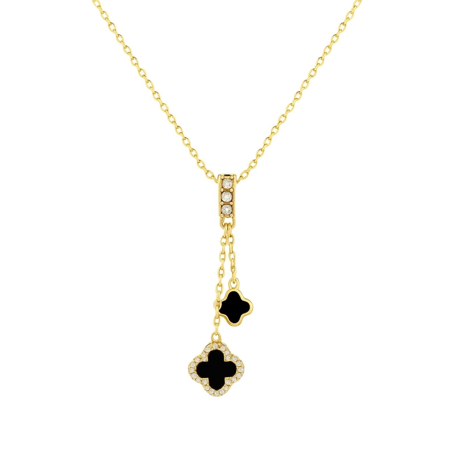 Collier pendentif trèfle à quatre feuilles, double chaîne, style coréen, modèle Maci