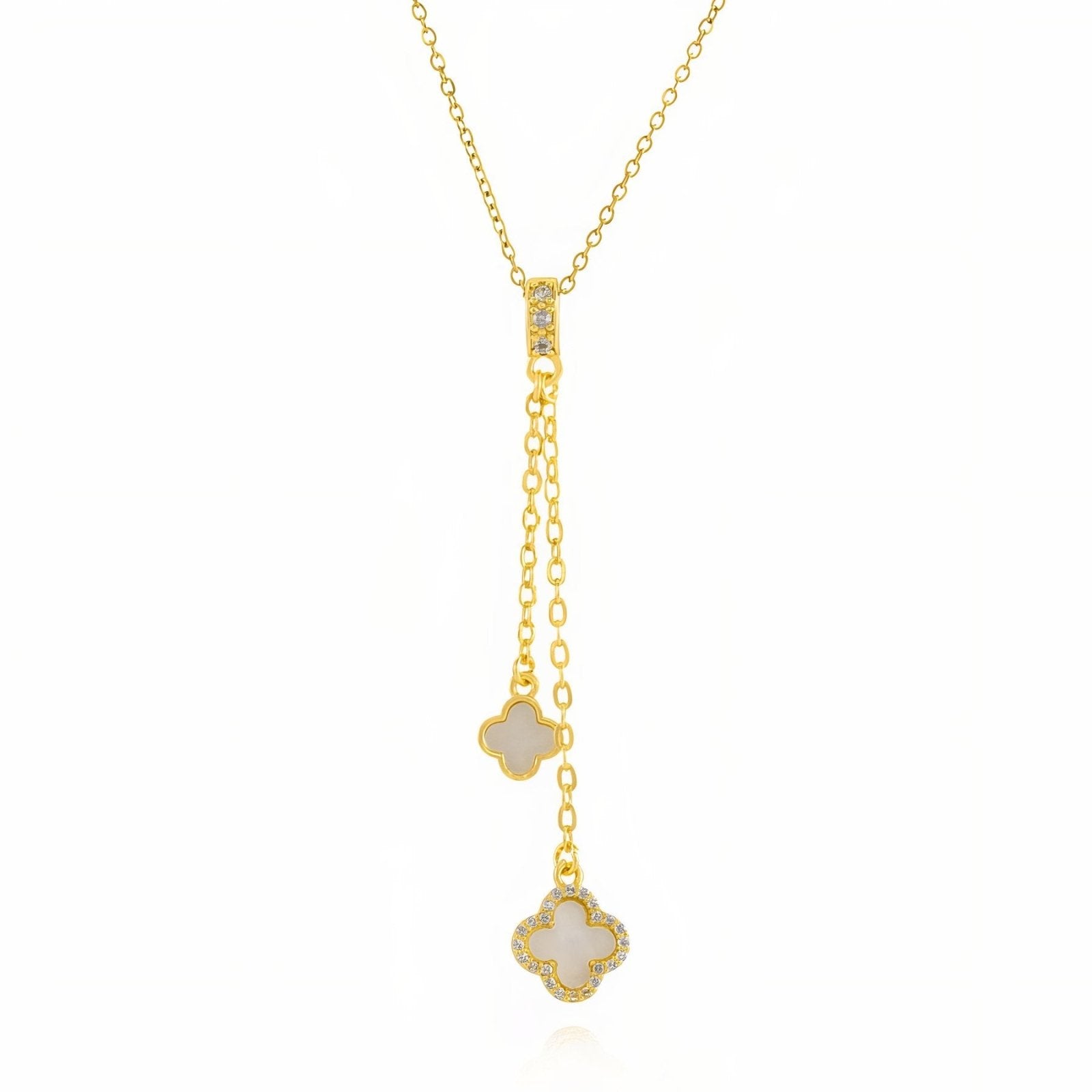 Collier pendentif trèfle à quatre feuilles, double chaîne, style coréen, modèle Maci