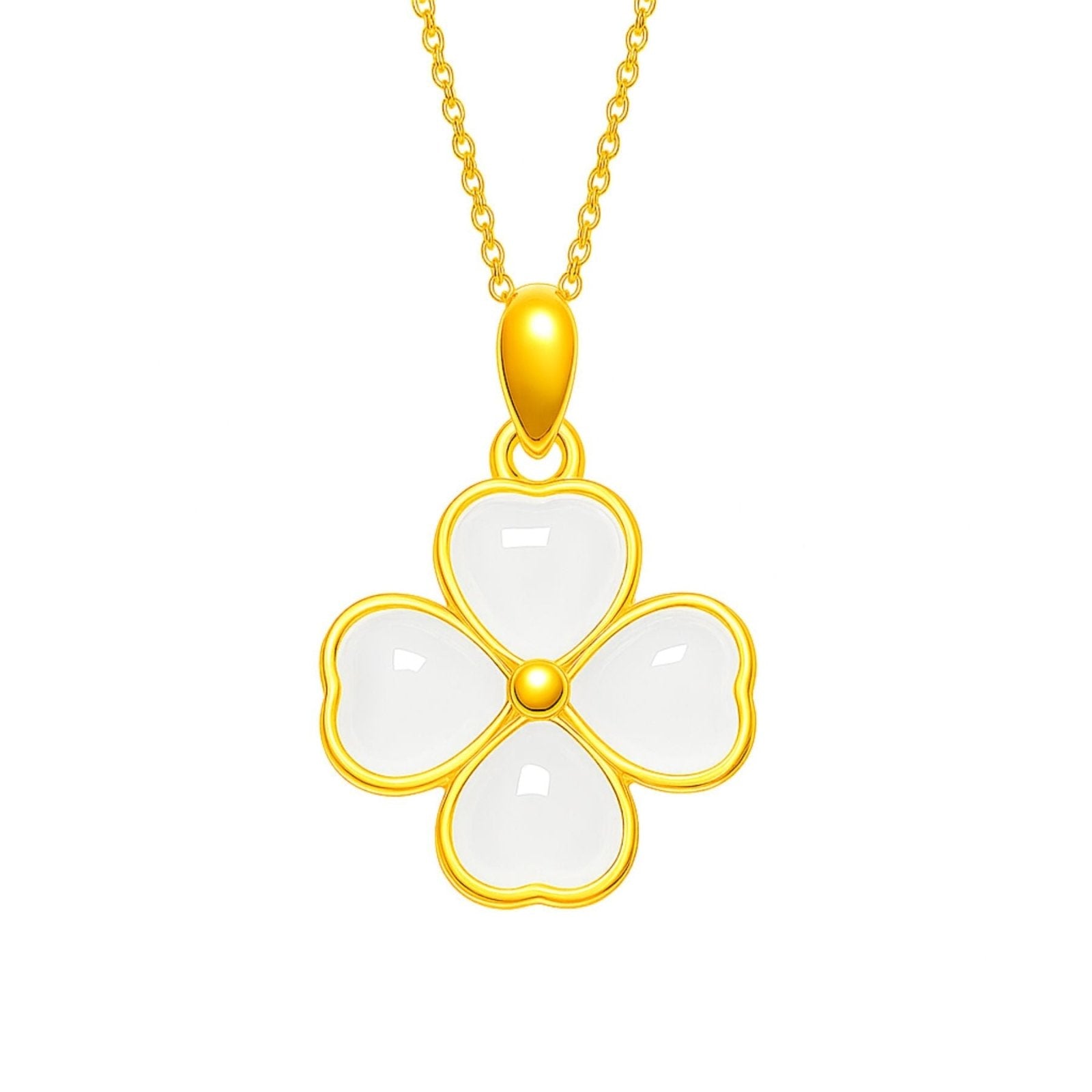 Collier pendentif trèfle à quatre feuilles, pendentif en résine, maille forçat, modèle Sarai