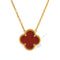 Collier pendentif trèfle, acrylique rouge ou blanc, chaîne dorée fine pour femme, modèle Naomie