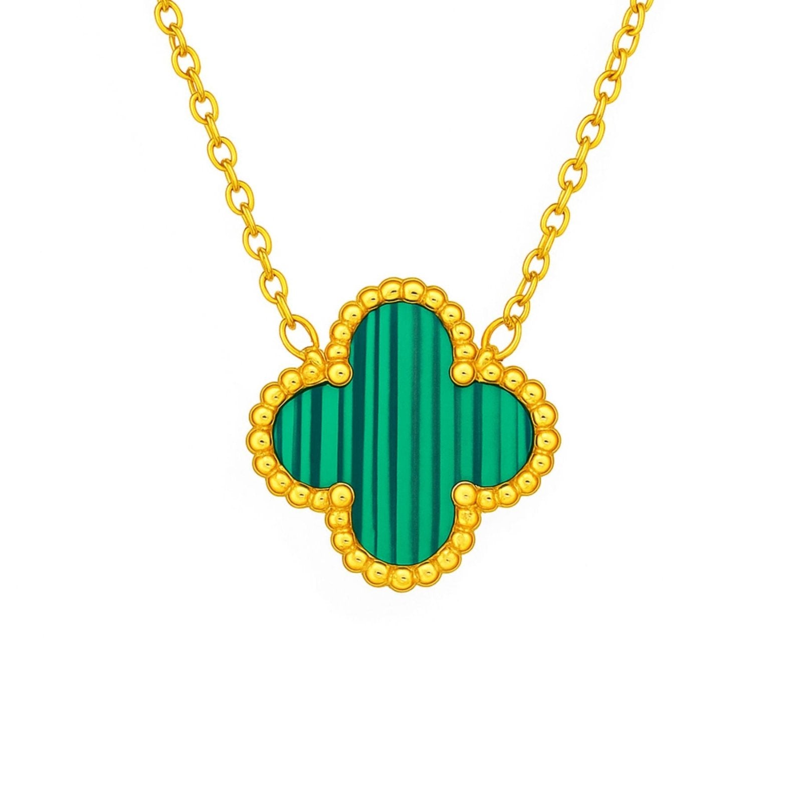 Collier pendentif trèfle, acrylique rouge ou blanc, chaîne dorée fine pour femme, modèle Naomie