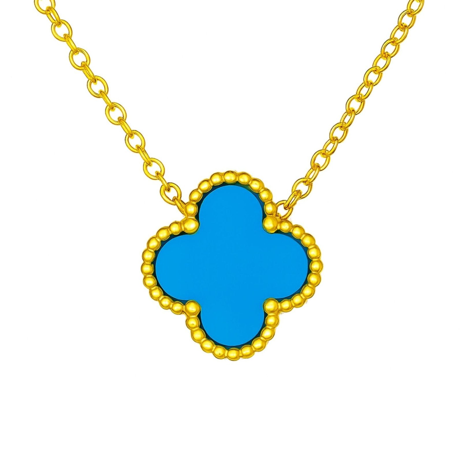 Collier pendentif trèfle, acrylique rouge ou blanc, chaîne dorée fine pour femme, modèle Naomie