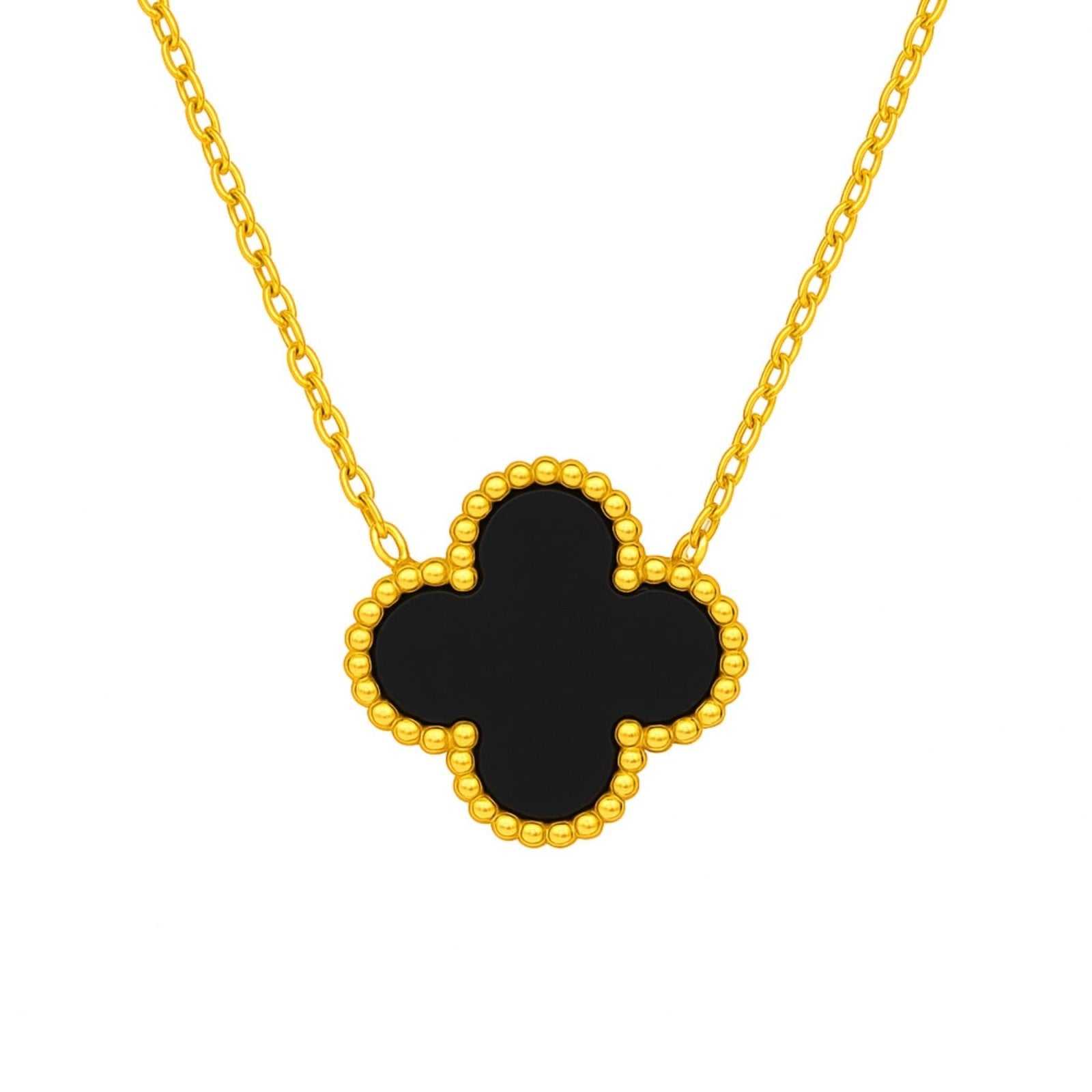 Collier pendentif trèfle, acrylique rouge ou blanc, chaîne dorée fine pour femme, modèle Naomie