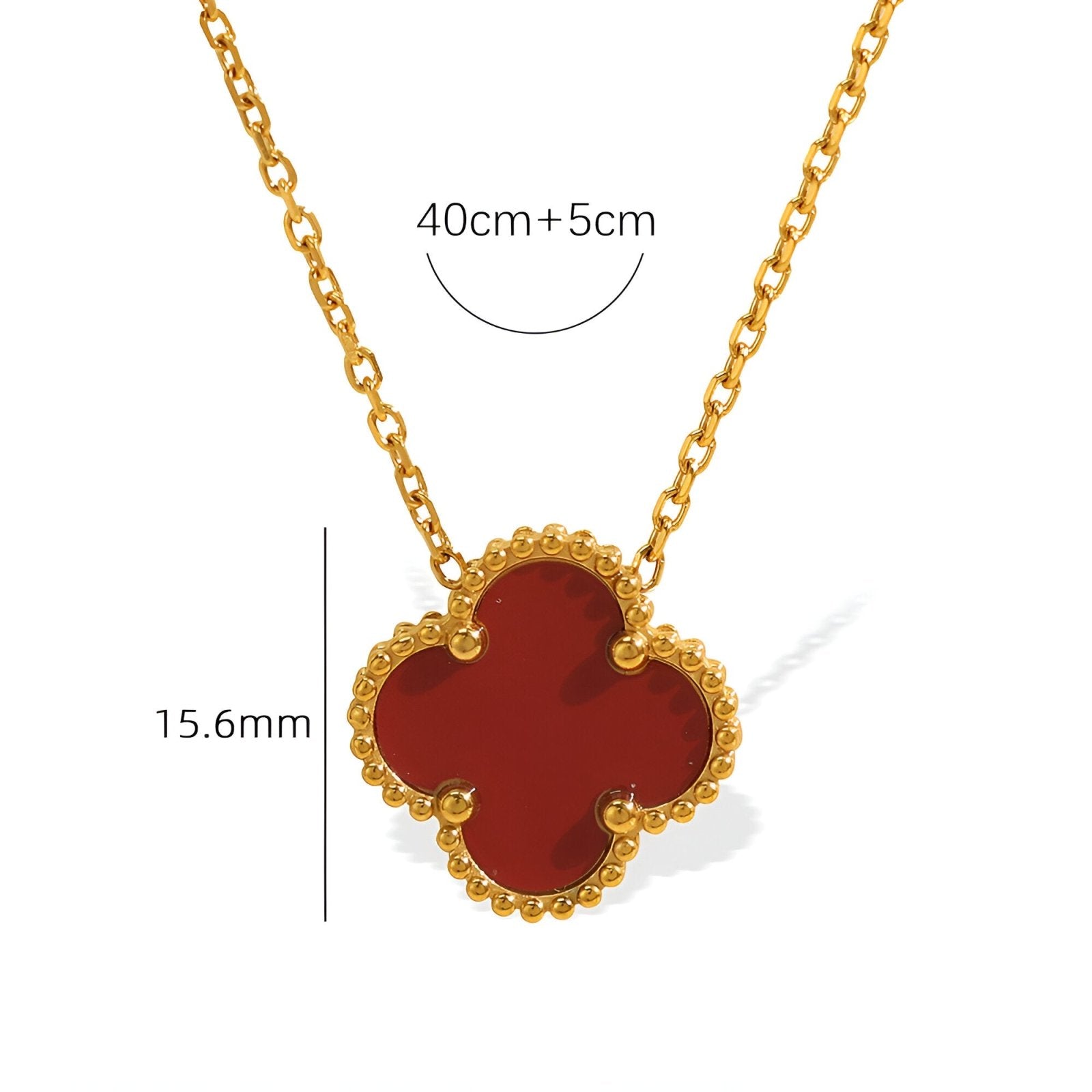Collier pendentif trèfle, acrylique rouge ou blanc, chaîne dorée fine pour femme, modèle Naomie