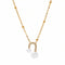 Collier pendentif U pour femme, avec zircons et perles blanches, en acier inoxydable