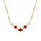 Collier pendentif V pour femme, en argent 925 doré, avec zircons rouges et transparents