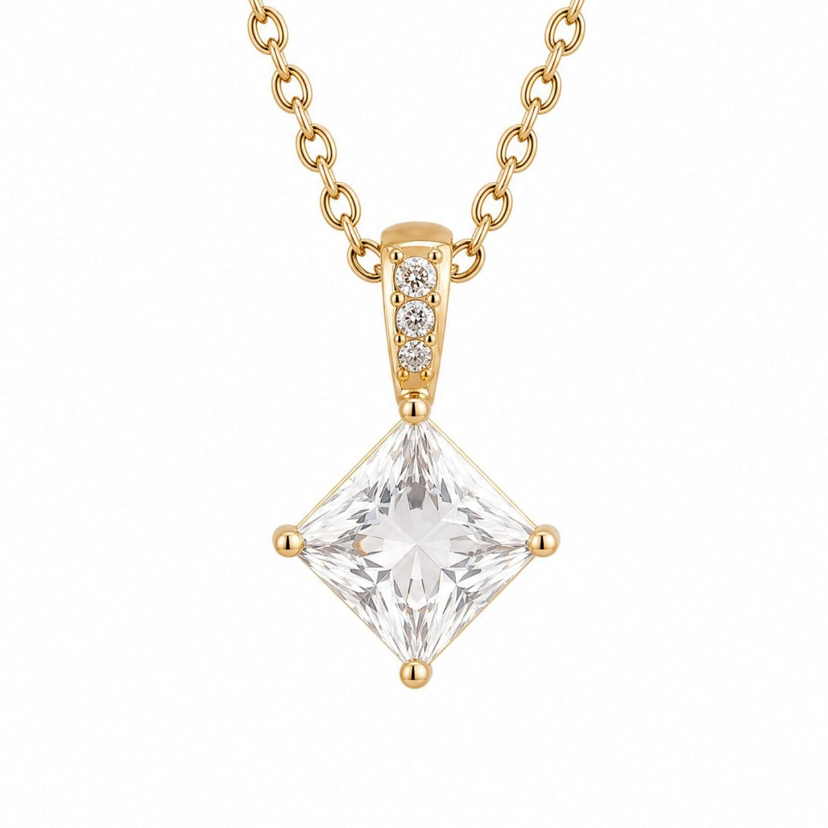 Collier pendentif zircon carré pour femme, en argent 925, style minimaliste
