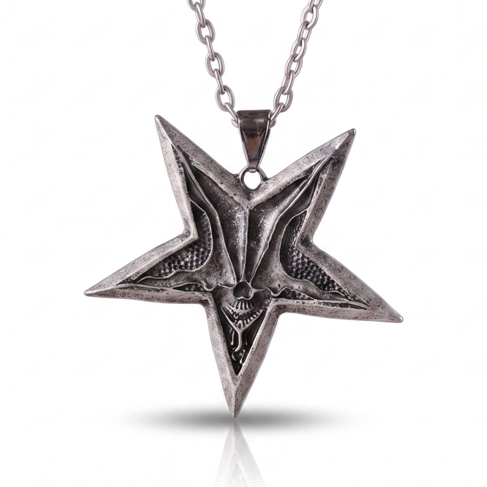 Collier pentagramme pour homme, en alliage de zinc, argent