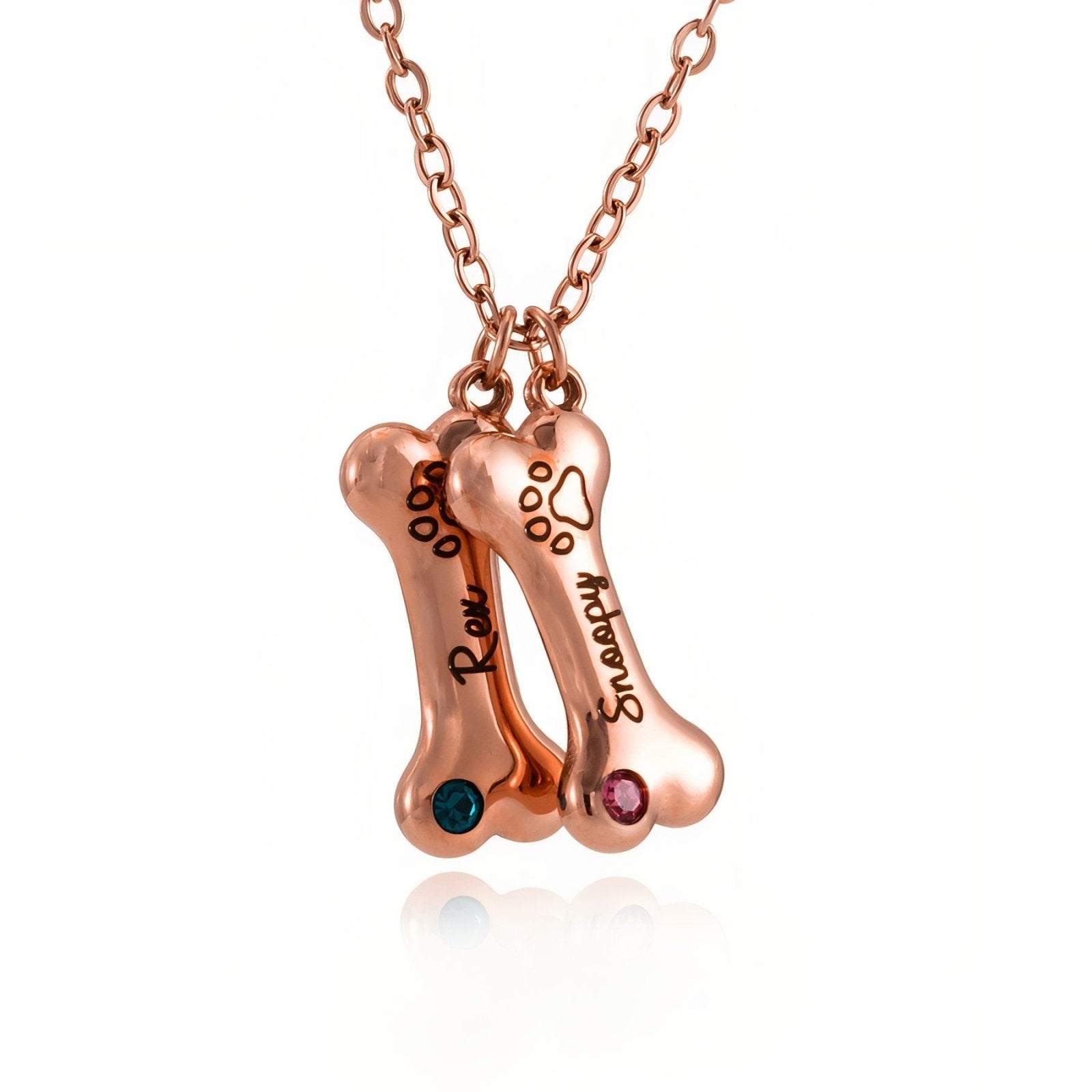 Collier personnalisable en forme d'os, en acier inoxydable, pour amoureux des chiens, modèle Paws
