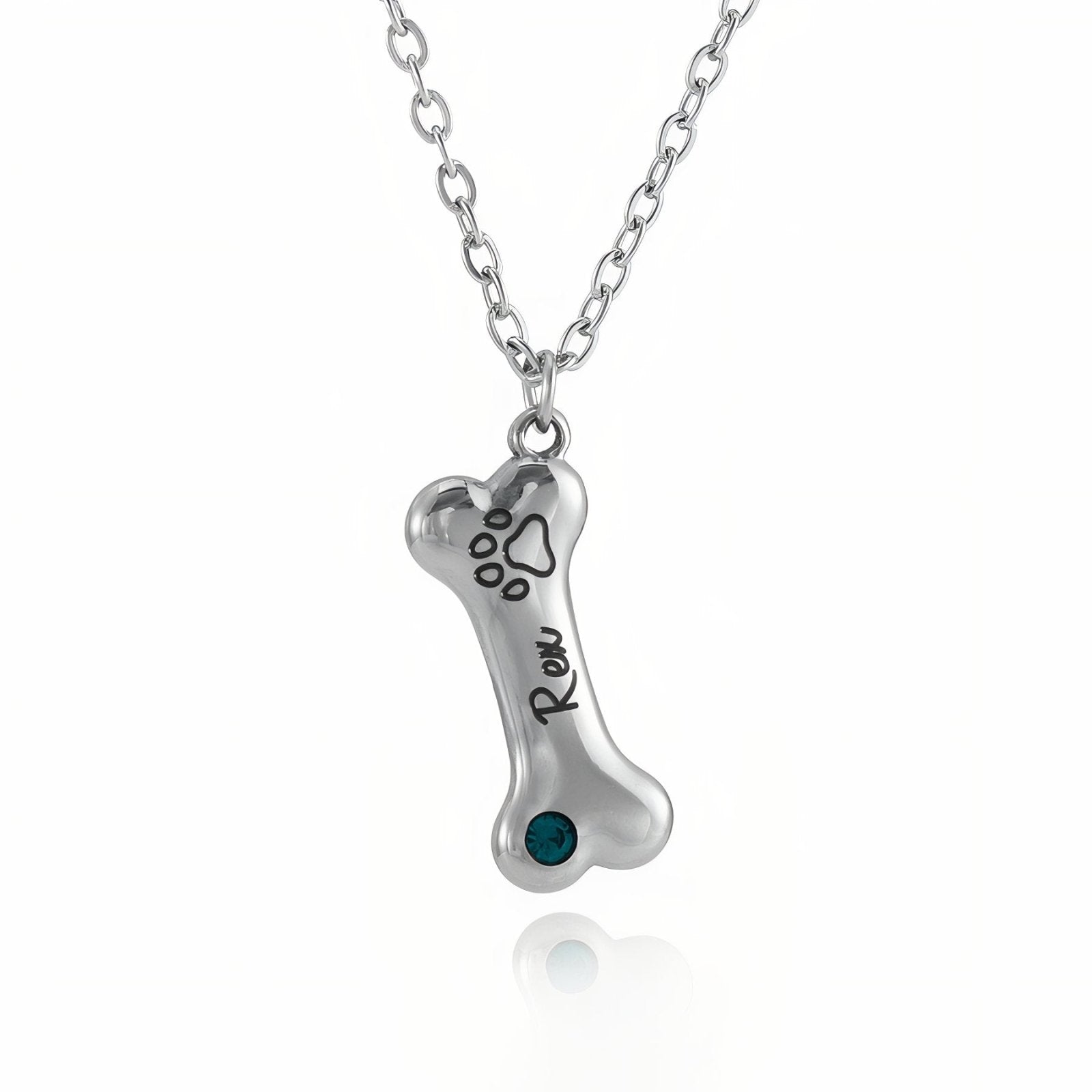 Collier personnalisable en forme d'os, en acier inoxydable, pour amoureux des chiens, modèle Paws