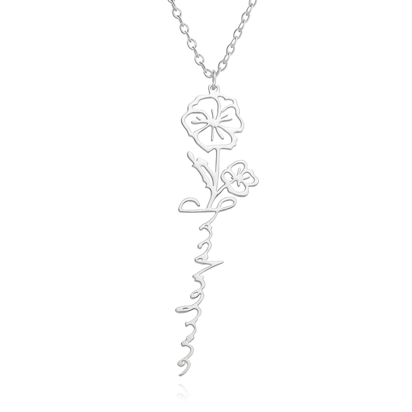 Collier personnalisable, pendentif fleur, acier inoxydable 18K, modèle Magnolia