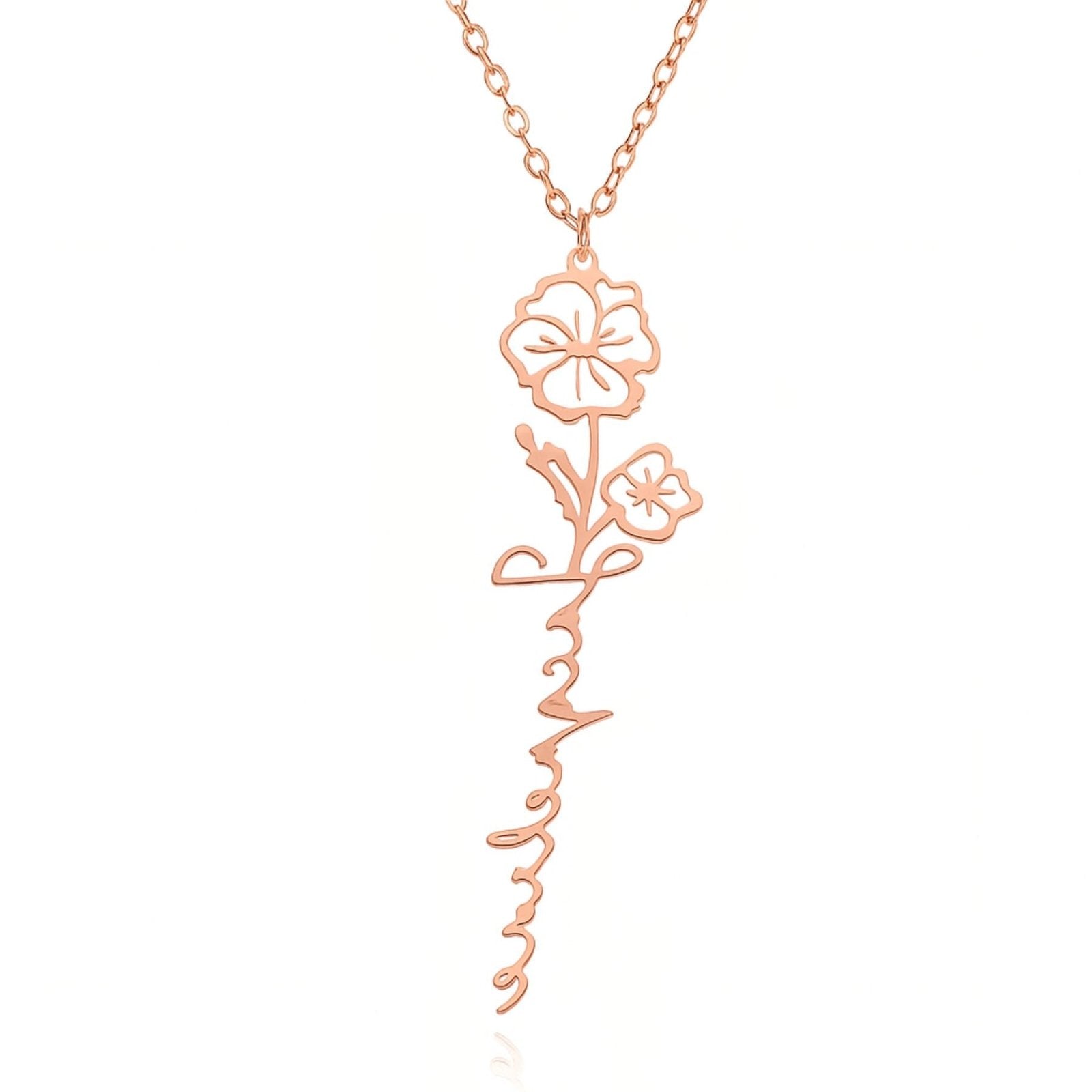 Collier personnalisable, pendentif fleur, acier inoxydable 18K, modèle Magnolia