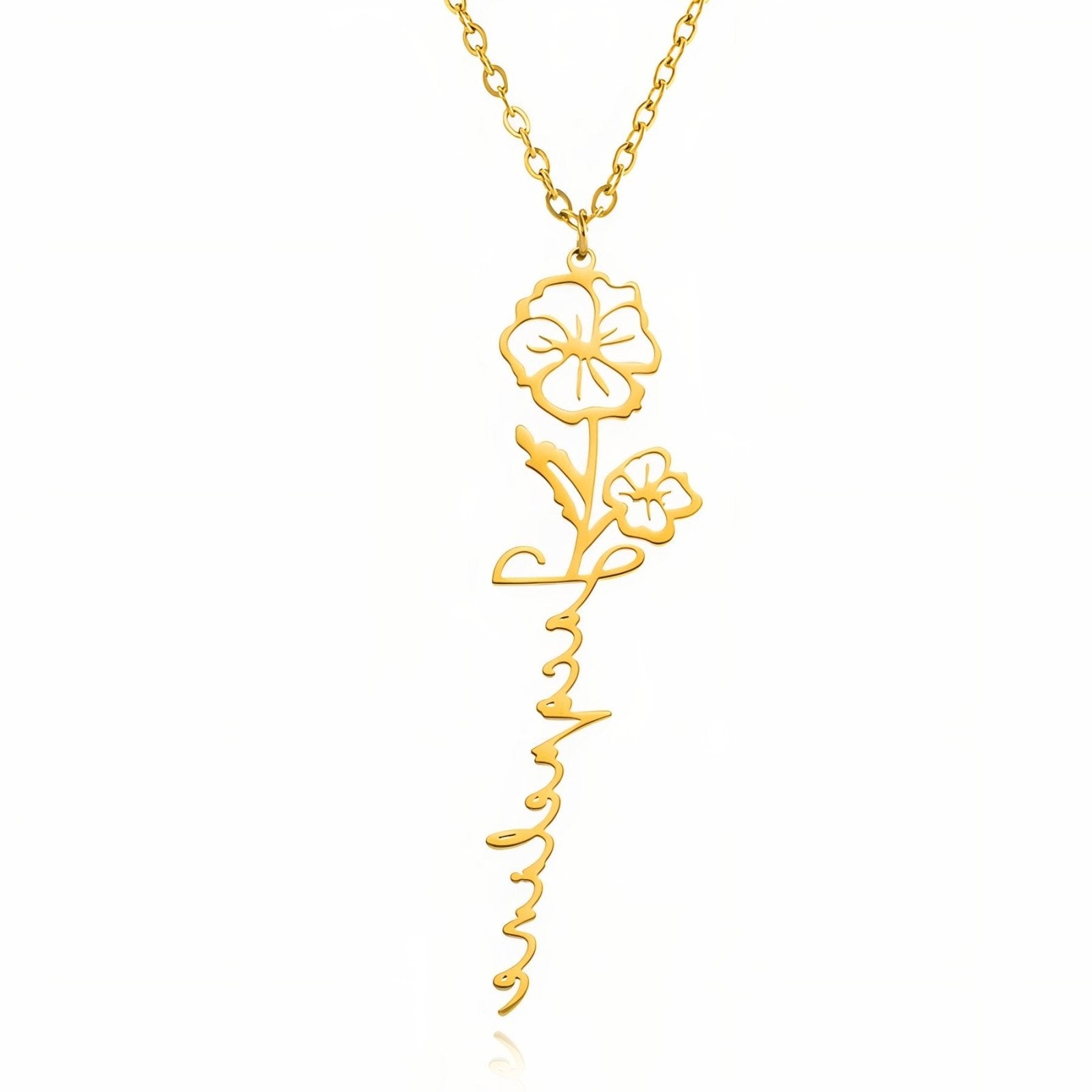 Collier personnalisable, pendentif fleur, acier inoxydable 18K, modèle Magnolia