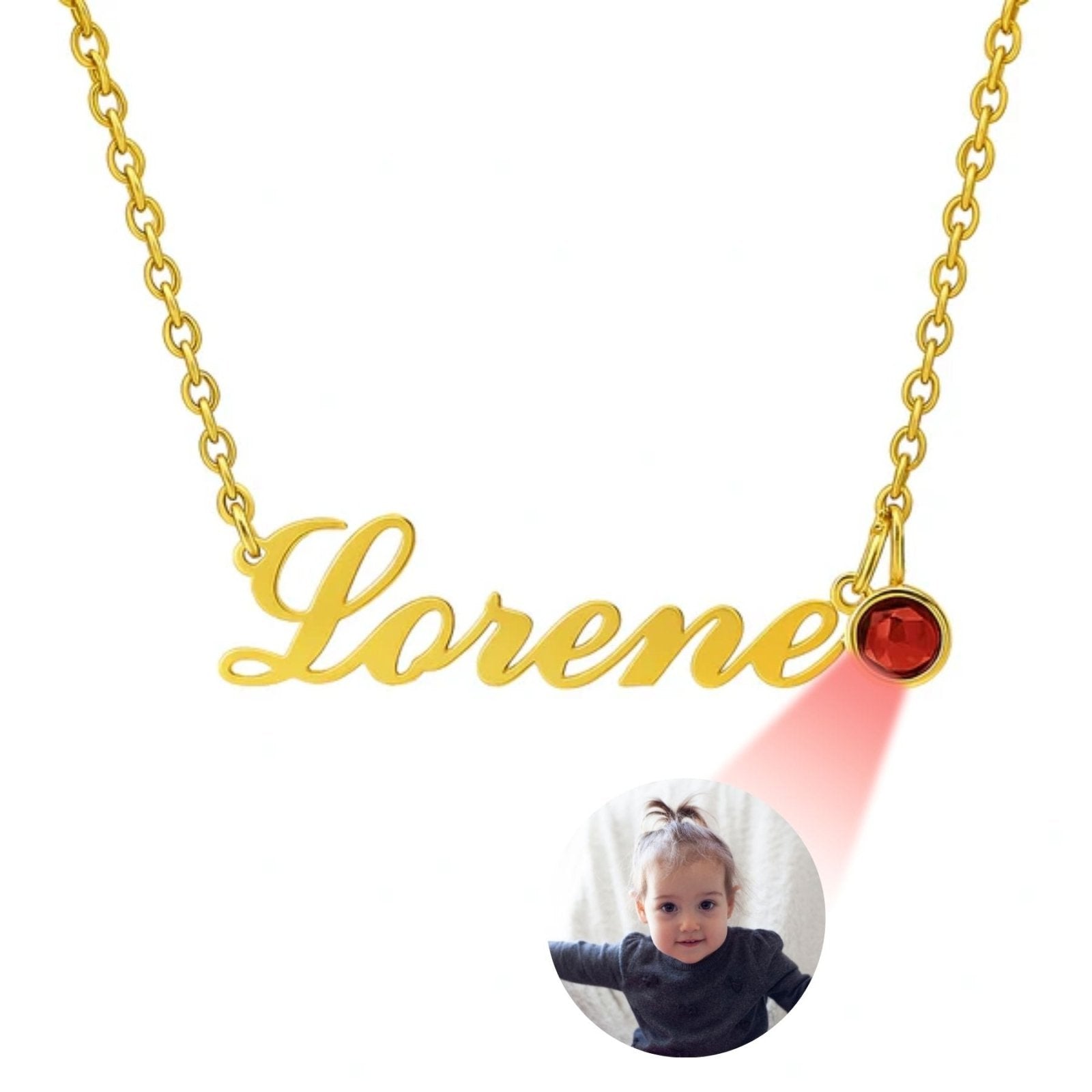 Collier personnalisable prénom et photo, acier inoxydable 18K, modèle Amor