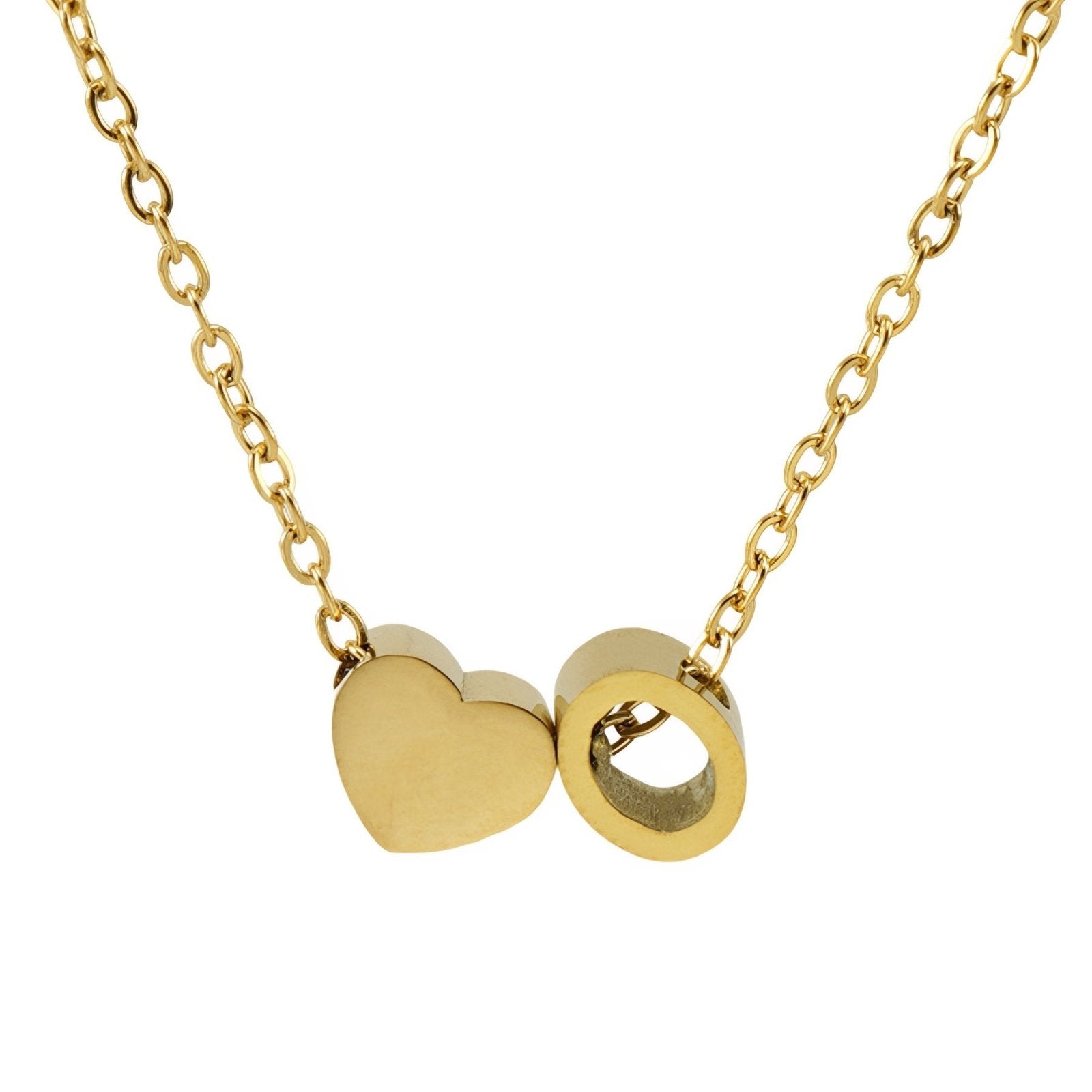 Collier personnalisé avec pendentif cœur et lettre initiale, en acier inoxydable plaqué or 18K
