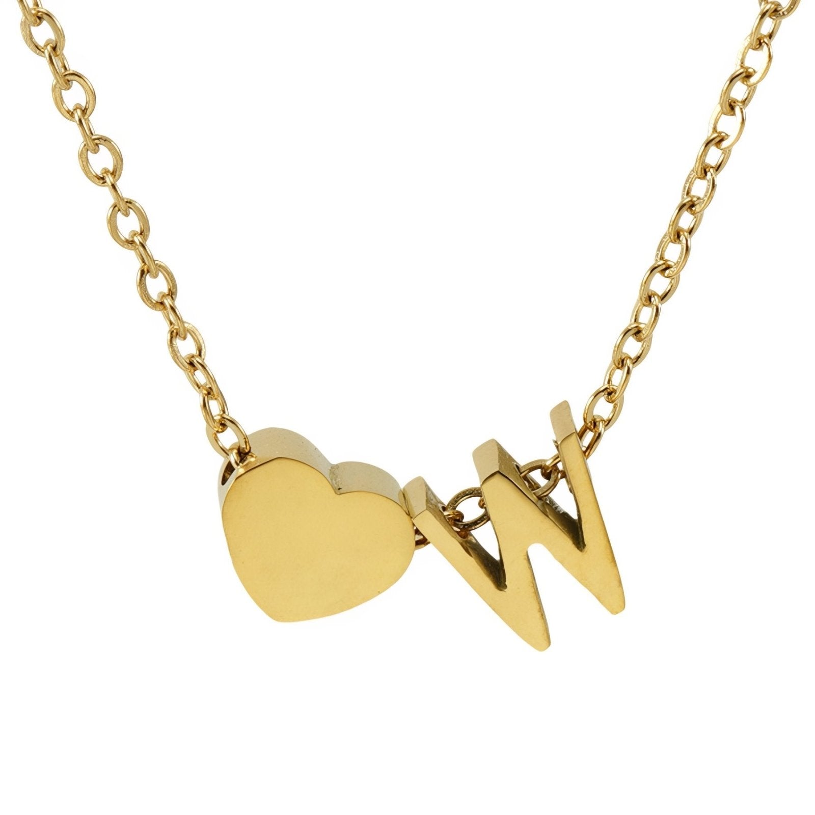 Collier personnalisé avec pendentif cœur et lettre initiale, en acier inoxydable plaqué or 18K
