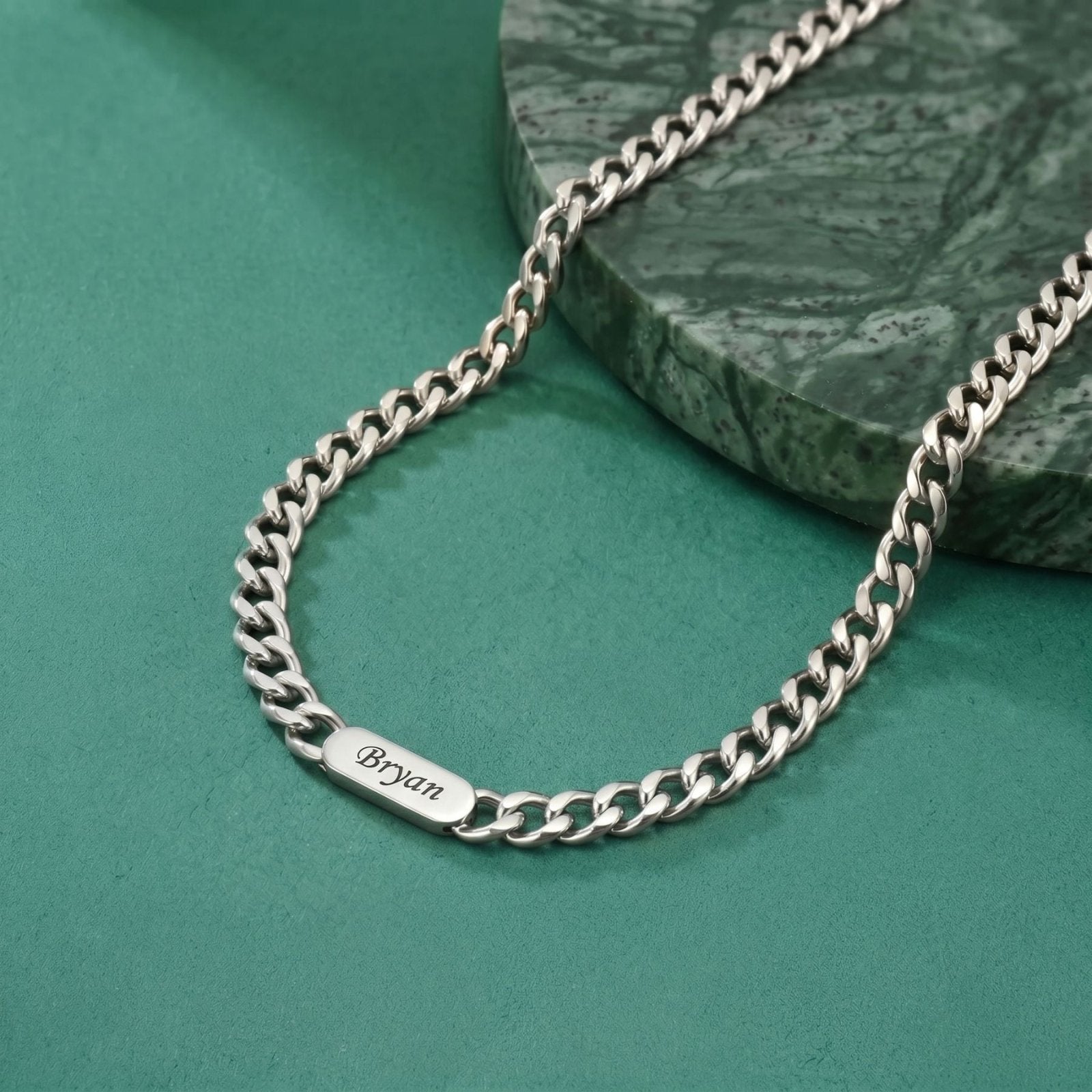Collier personnalisé pour homme, plaquette ovale gravée avec prénom, en acier inoxydable