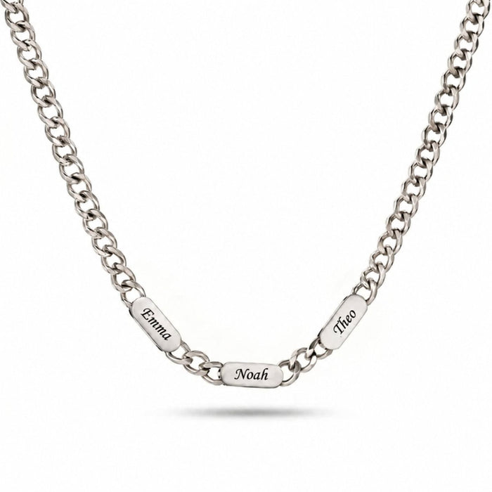 Collana personalizzata da uomo, piastrina ovale incisa con nome, in ac