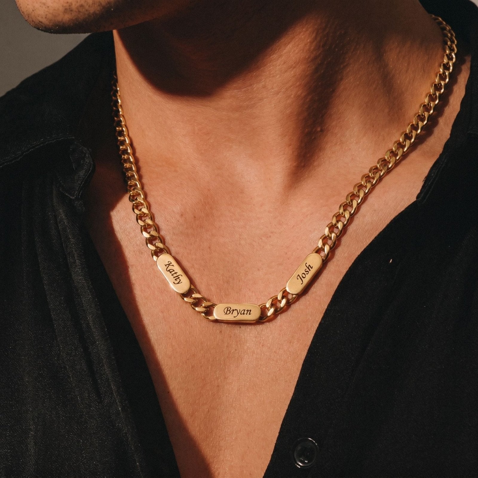 Collier personnalisé pour homme, plaquette ovale gravée avec prénom, en acier inoxydable