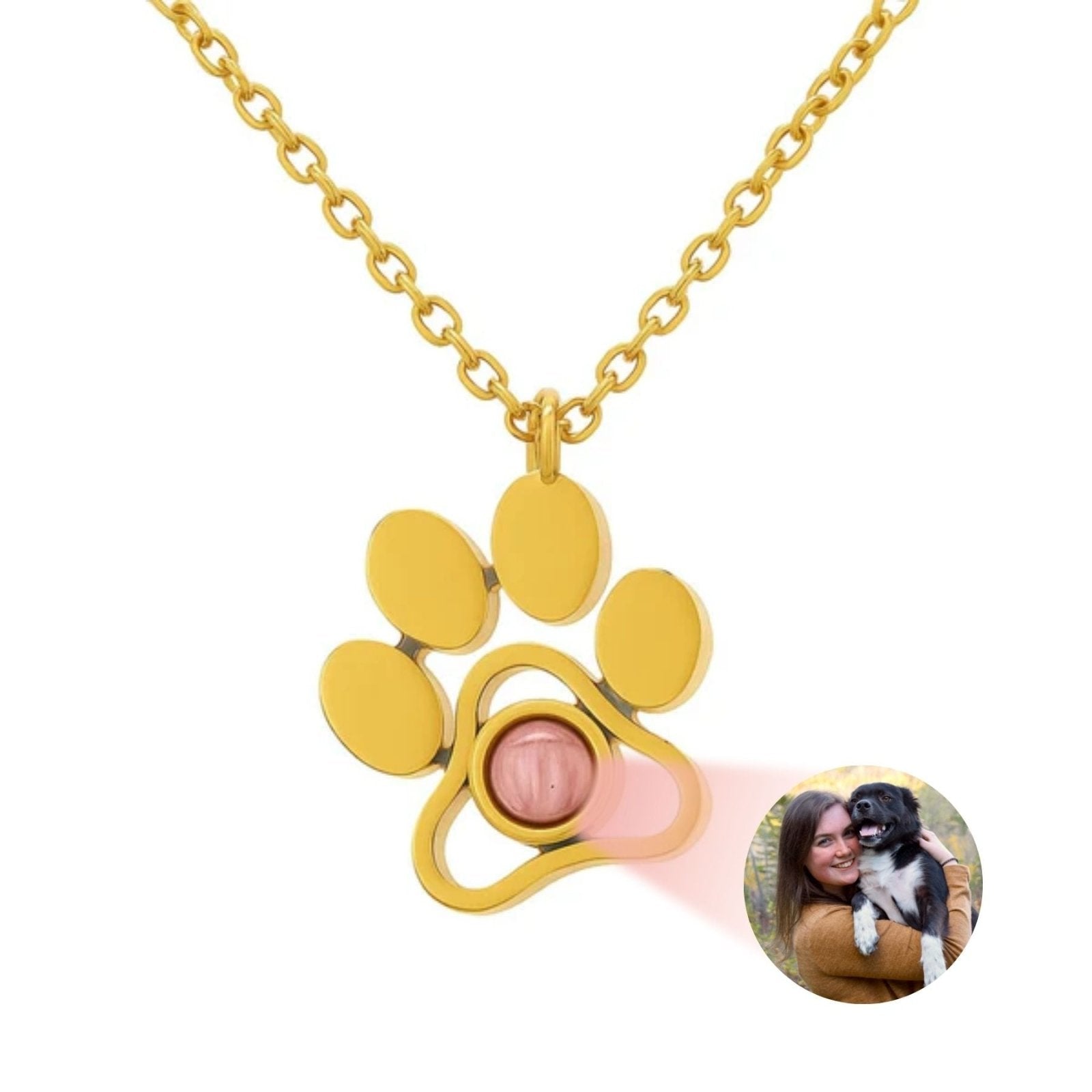 Collier photo animal de compagnie, pendentif en forme de patte, acier inoxydable, modèle Puppy