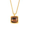 Collier pierre œil de tigre naturel, pendentif carré doré, en acier inoxydable