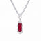 Collier pierre précieuse baguette pour femme en métal argenté, pendentif serti de pierres blanches