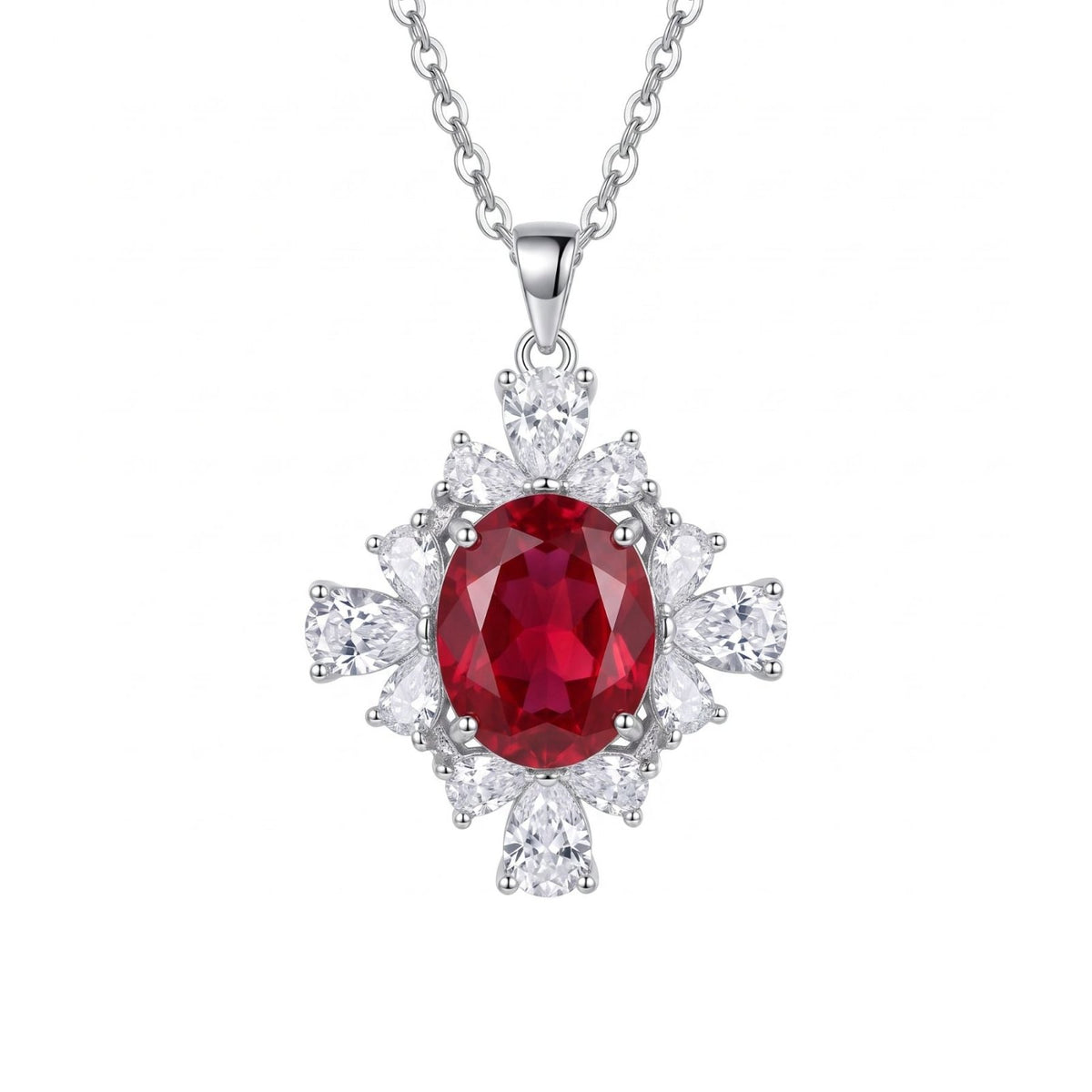 Collier pierre précieuse pour femme, en cuivre argenté, pendentif ovale entouré de pierres blanches