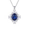 Collier pierre précieuse pour femme, en cuivre argenté, pendentif ovale entouré de pierres blanches